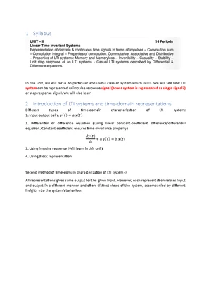 240917 Unit-3 & 4 Lecture Notes on LTI Systems and Fourier Series - Studocu