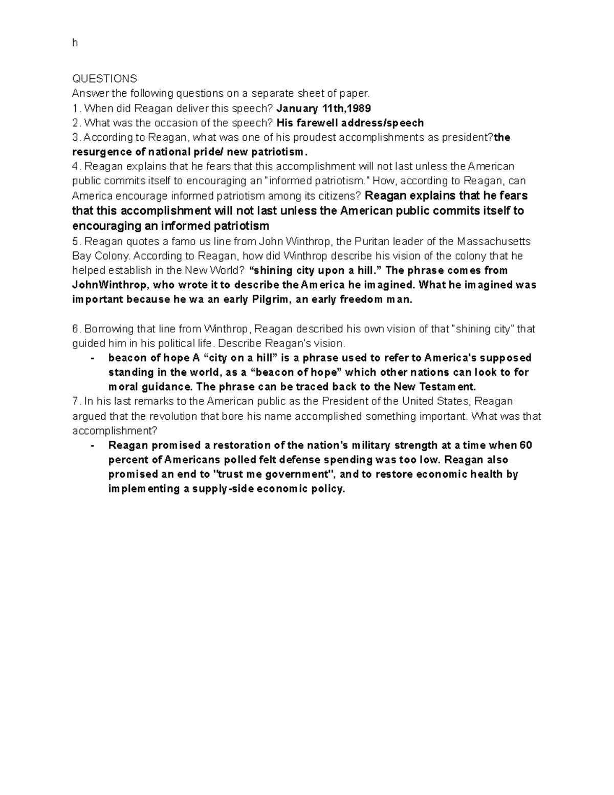 Farewell Speech Analysis - Assignments for PSY 101 - Studocu
