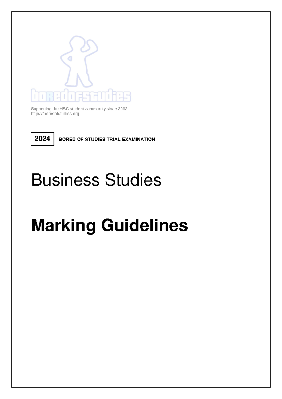 2024 Business Studies HSC Trials Marking Guidelines for MCQs - Studocu