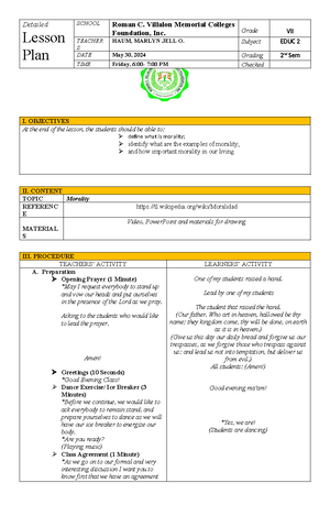 Grade 4 English Lesson Plan: Denotation & Connotation (Q1) - Studocu