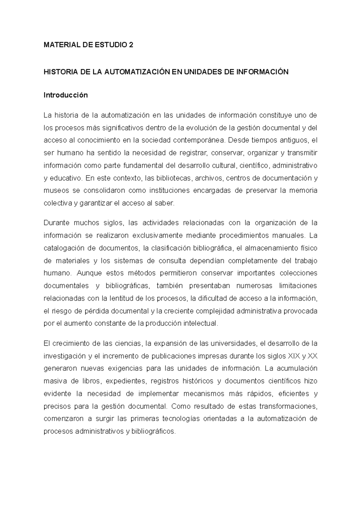 Material de Estudio 2: Historia de la Automatización en Unidades de ...
