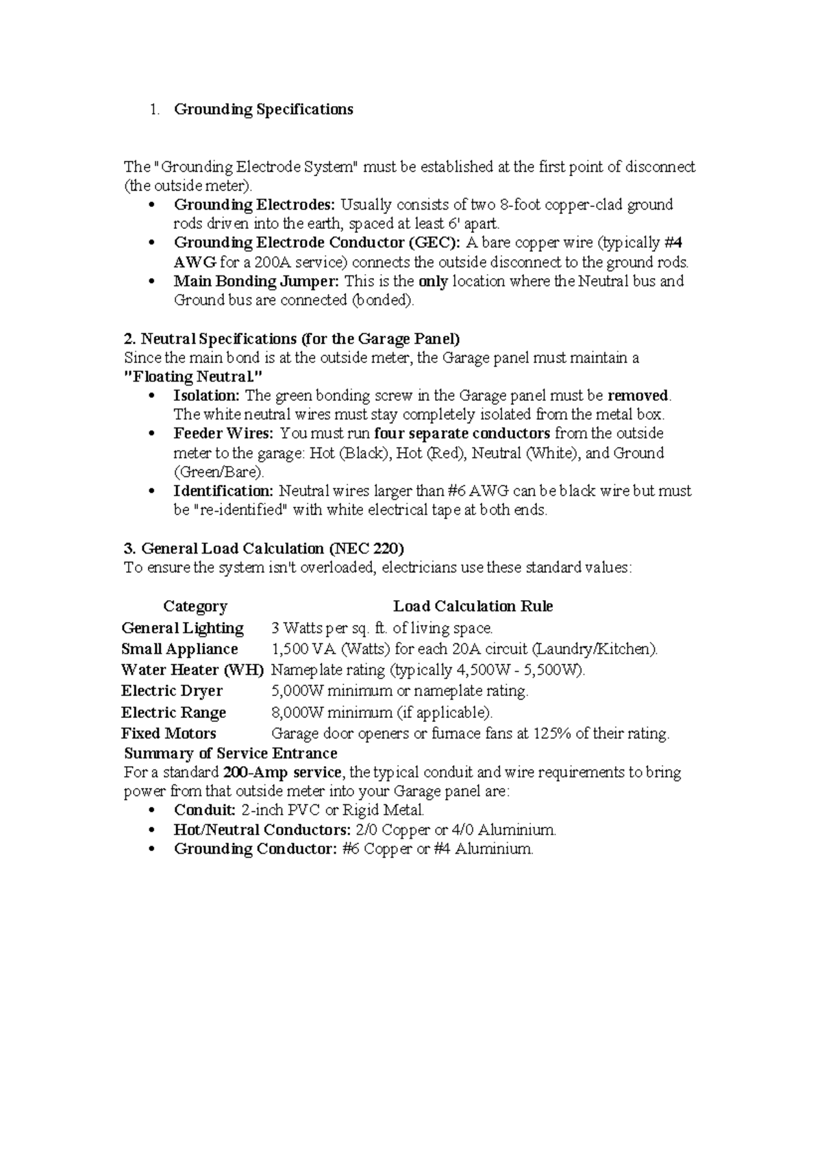 Grounding and Neutral Specifications for Electrical Installations (ELEC ...