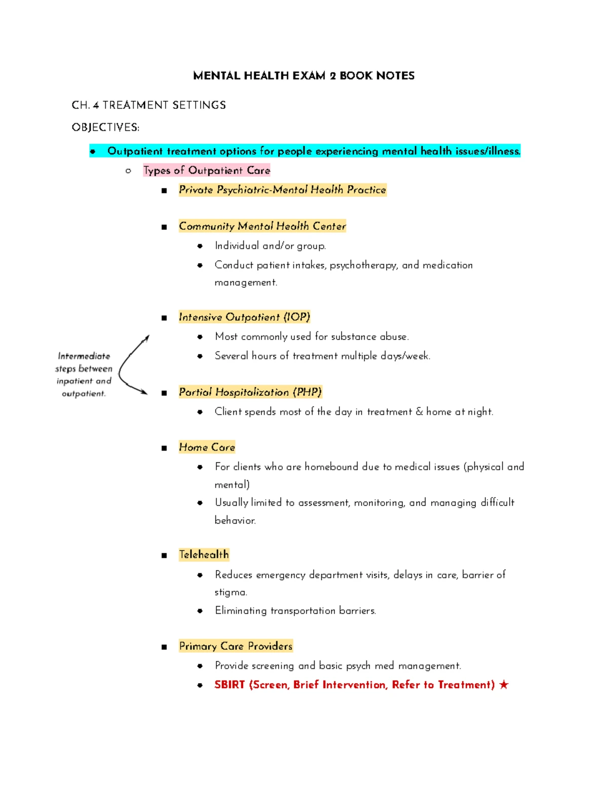 Mental Health Exam 1 Study Guide: Nursing Process & Therapeutic ...
