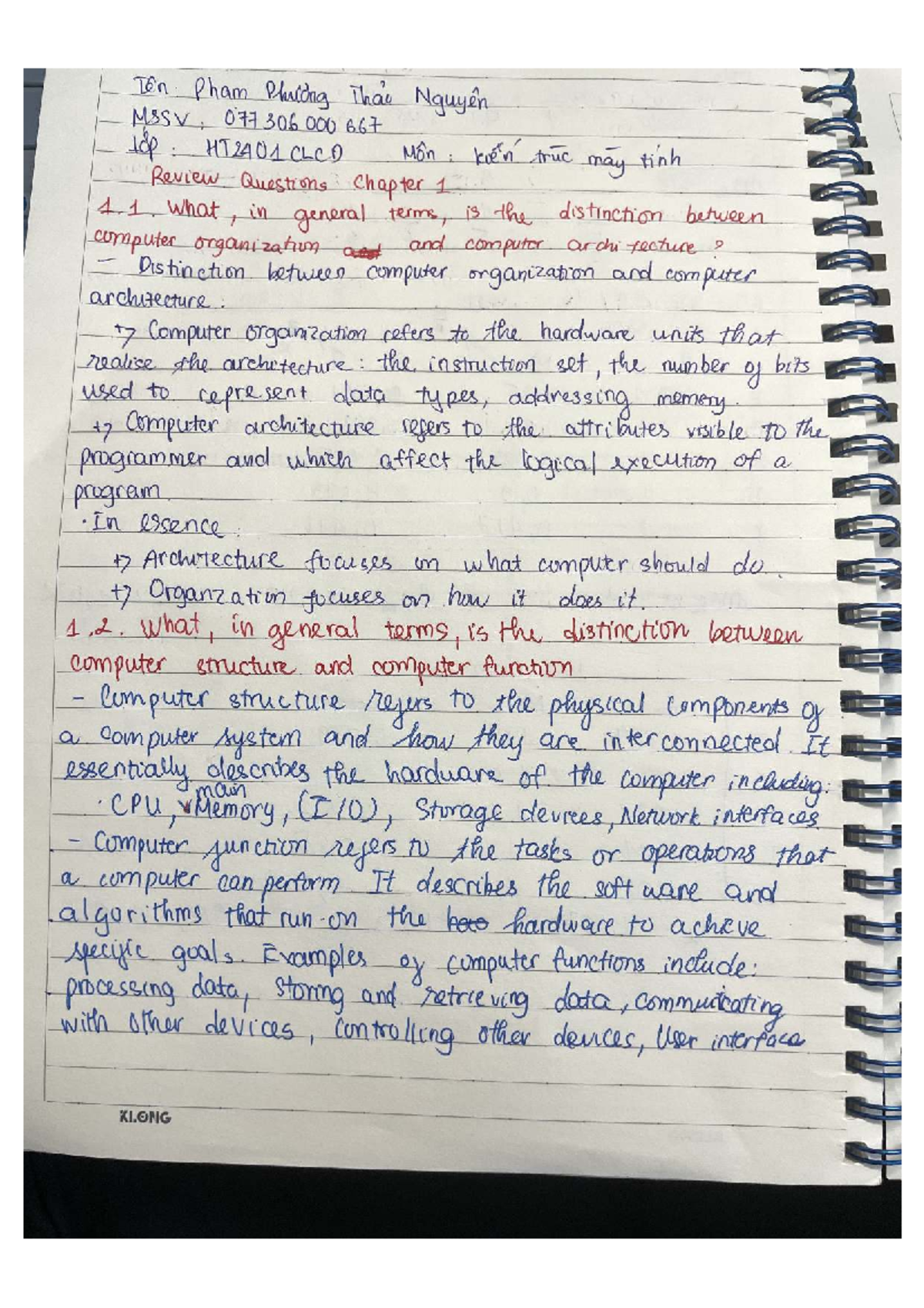 HT2401CLCD Chapter 1 Review: Computer Organization & Architecture - Studocu