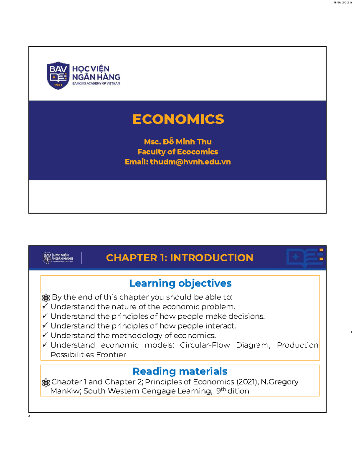 025 ECONOMICS: Chapter 1 - Introduction to Economic Principles - Studocu