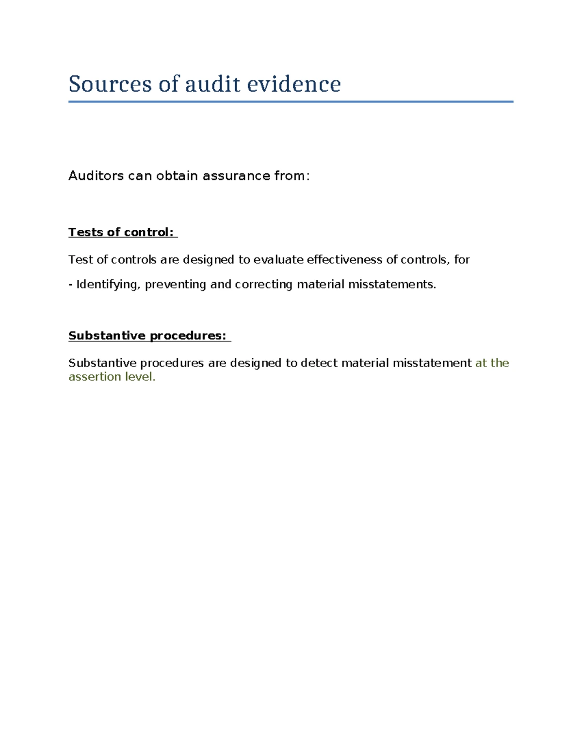 Types of Audit Procedures: A Detailed Overview for 500, A14 - Studocu