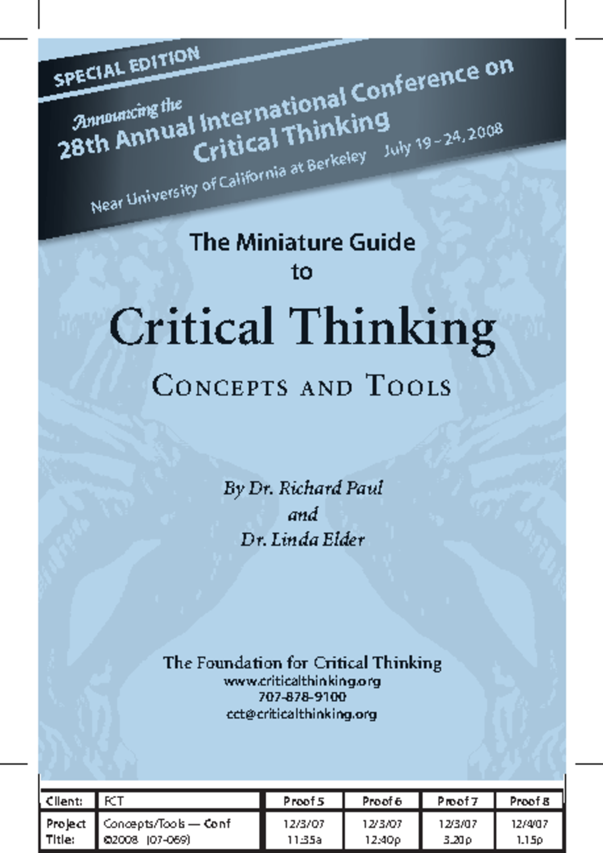 Critical Thinking Concepts and Tools - Guide by Paul & Elder (CCT 707 ...