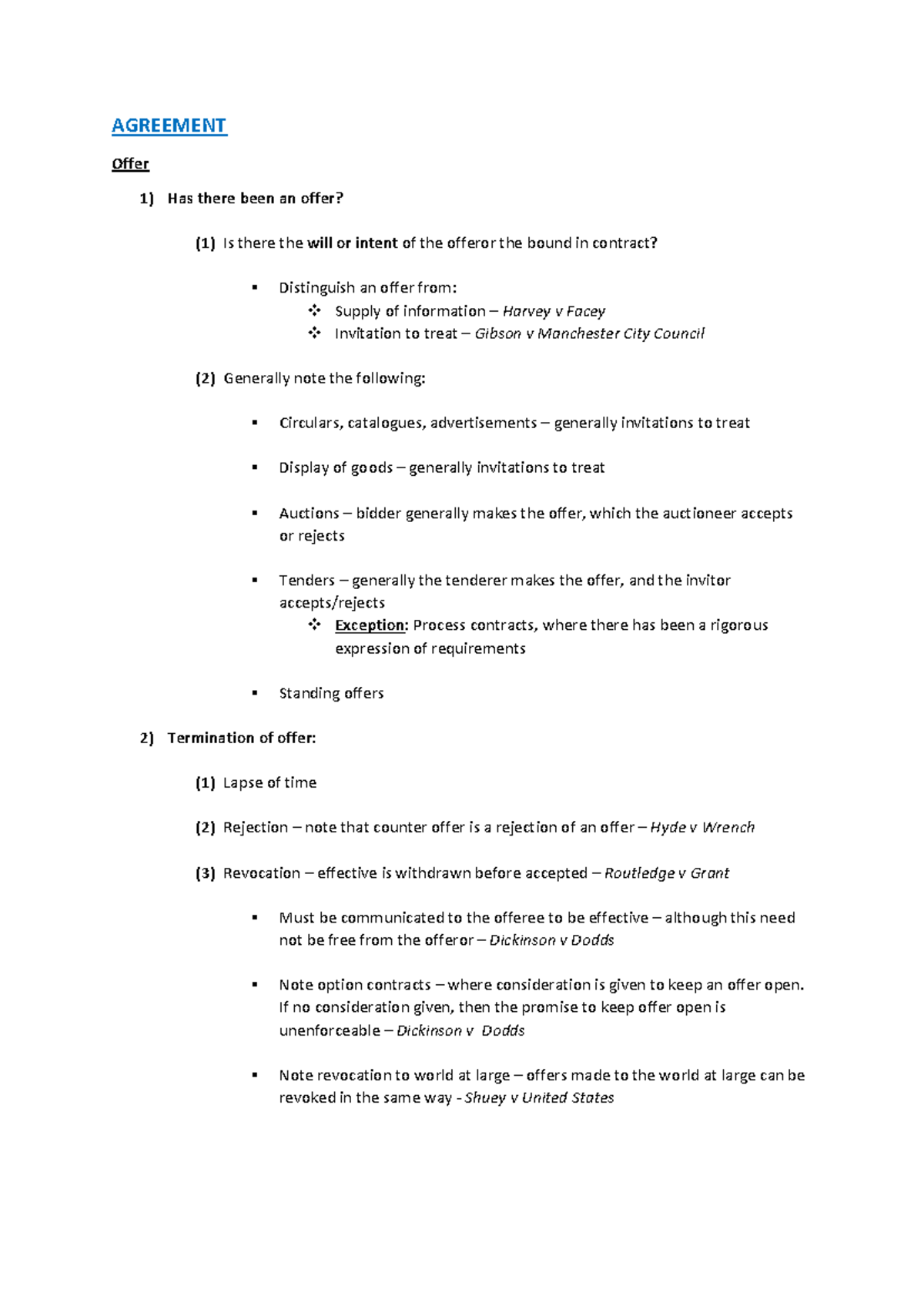Laws803 Contract Law Full Semester Notes and Key Concepts - Studocu