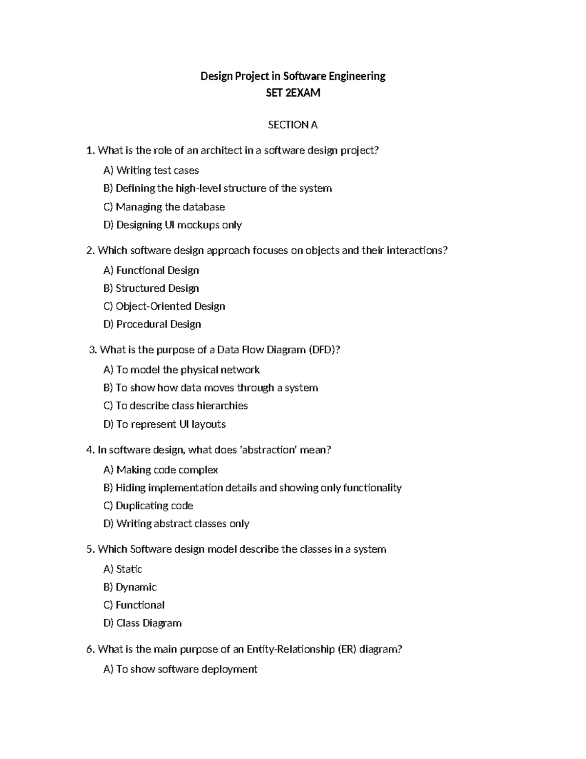 Design Project in Software Engineering SET 2 - Exam Review and Notes ...