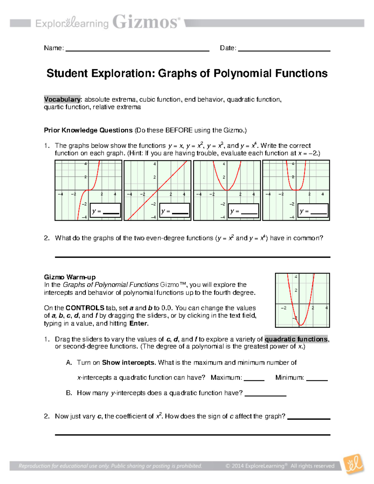 MHF4U Graphing Polynomials in Gizmos practice - Name: Date: Student ...