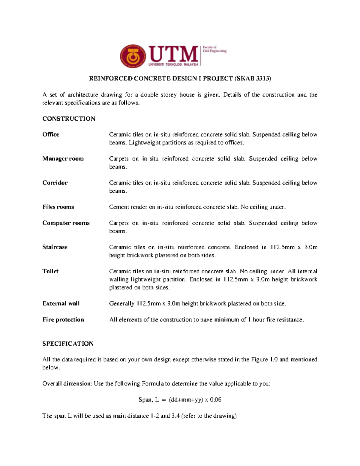 RCD Description - Design Project - REINFORCED CONCRETE DESIGN I PROJECT ...