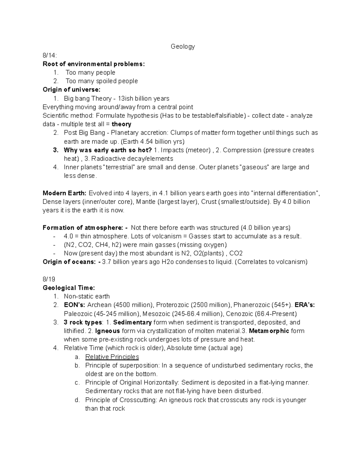 Geology and Plate Tectonics Concepts: Notes for GEOL 101 - Studocu