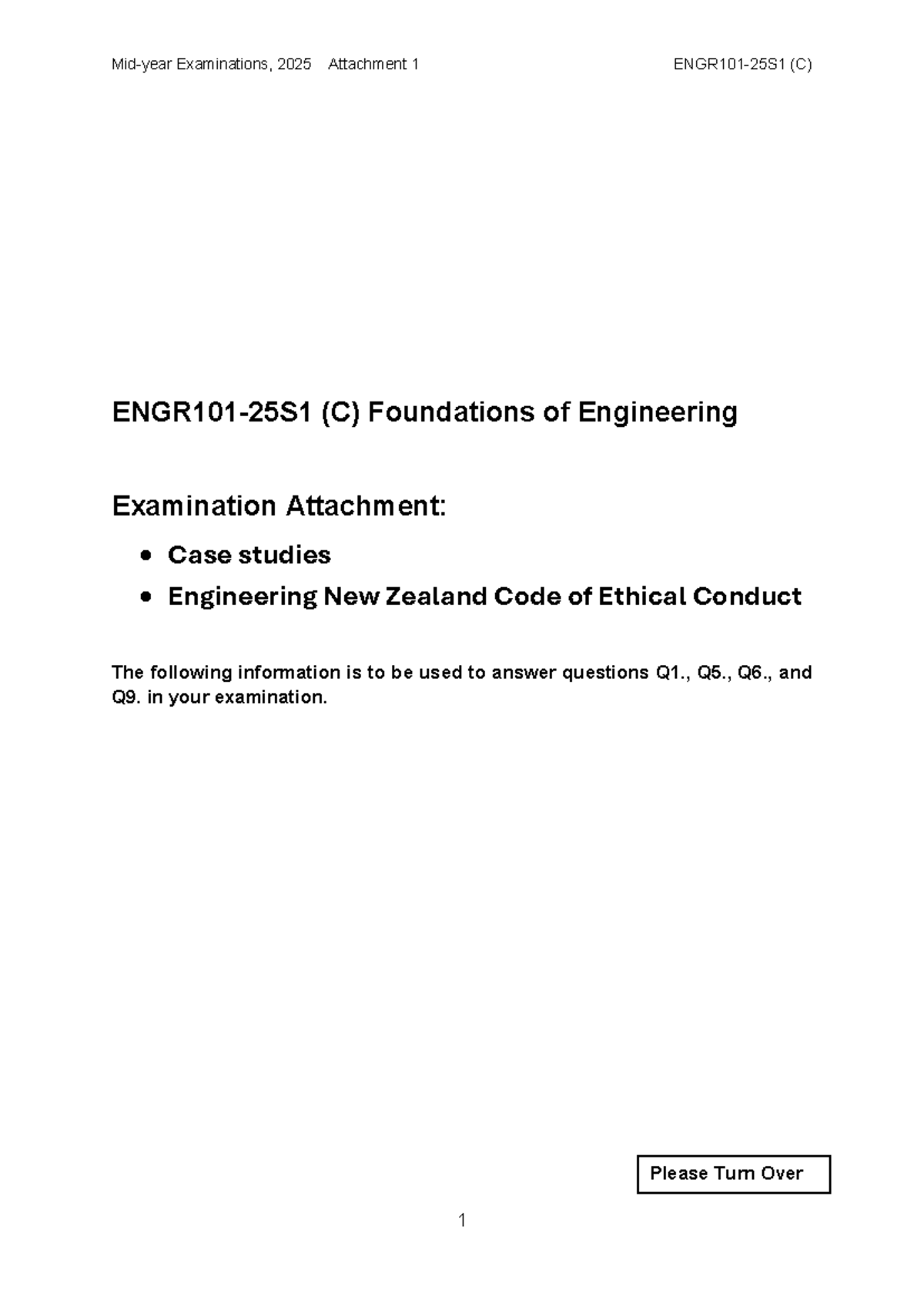 ENGR101 2025 Case Studies & Ethical Conduct Exam Attachment - Studocu