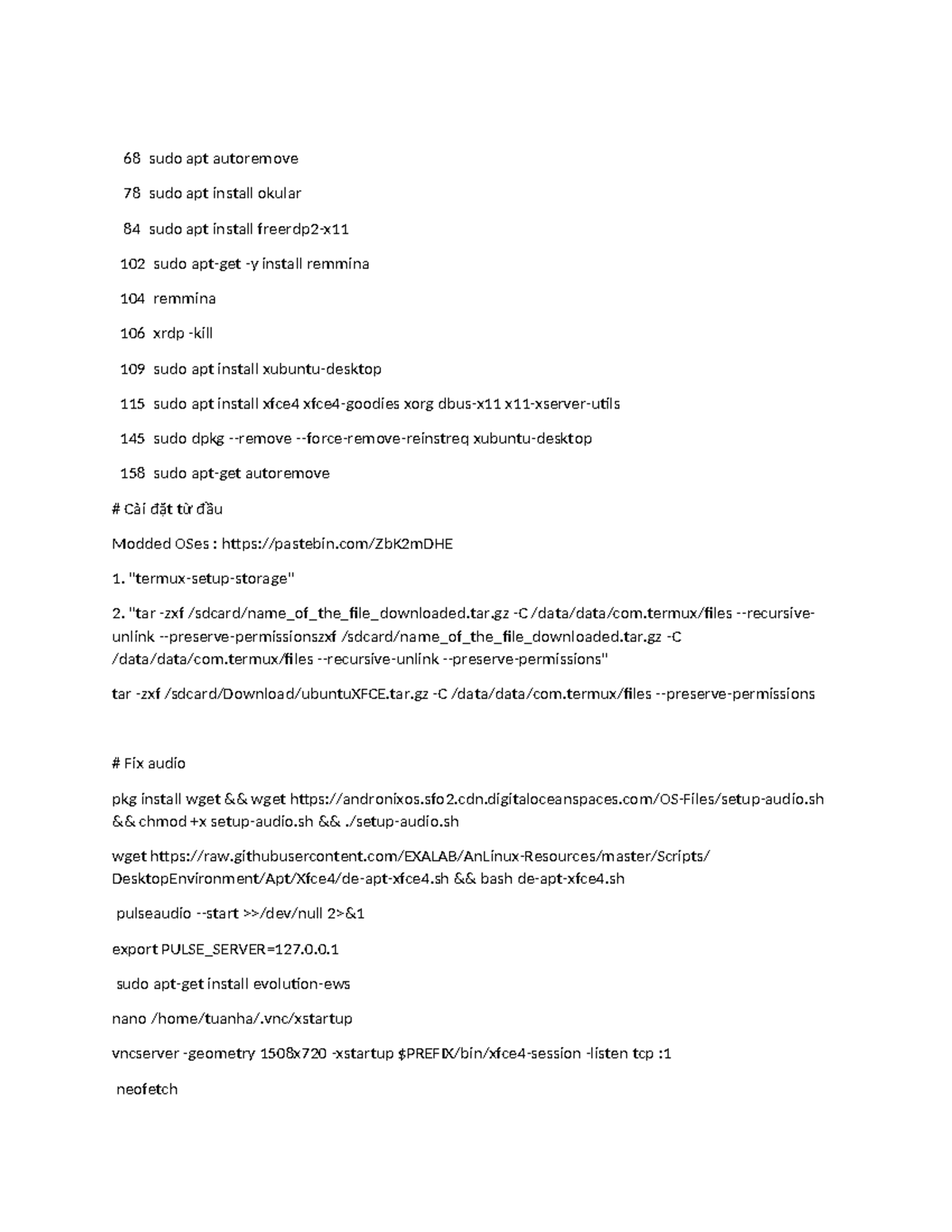 Lenh Andronix - 68 sudo apt autoremove 78 sudo apt install okular 84 ...