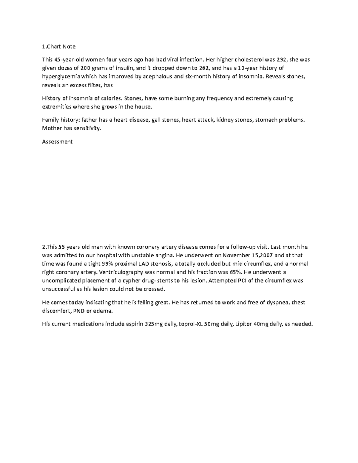 Case Study: Patient Assessments and Histories - Studocu