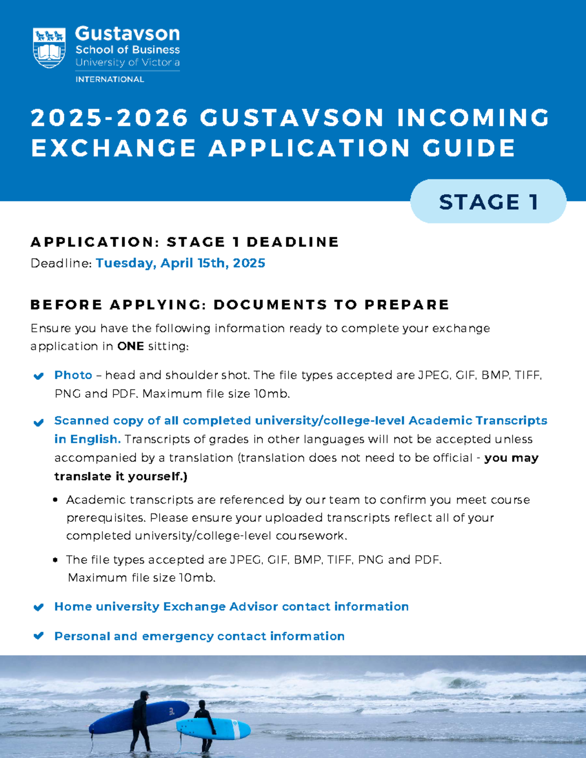 2025-26 GSB Incoming Exchange Application Guide: Stage 1 Details - Studocu