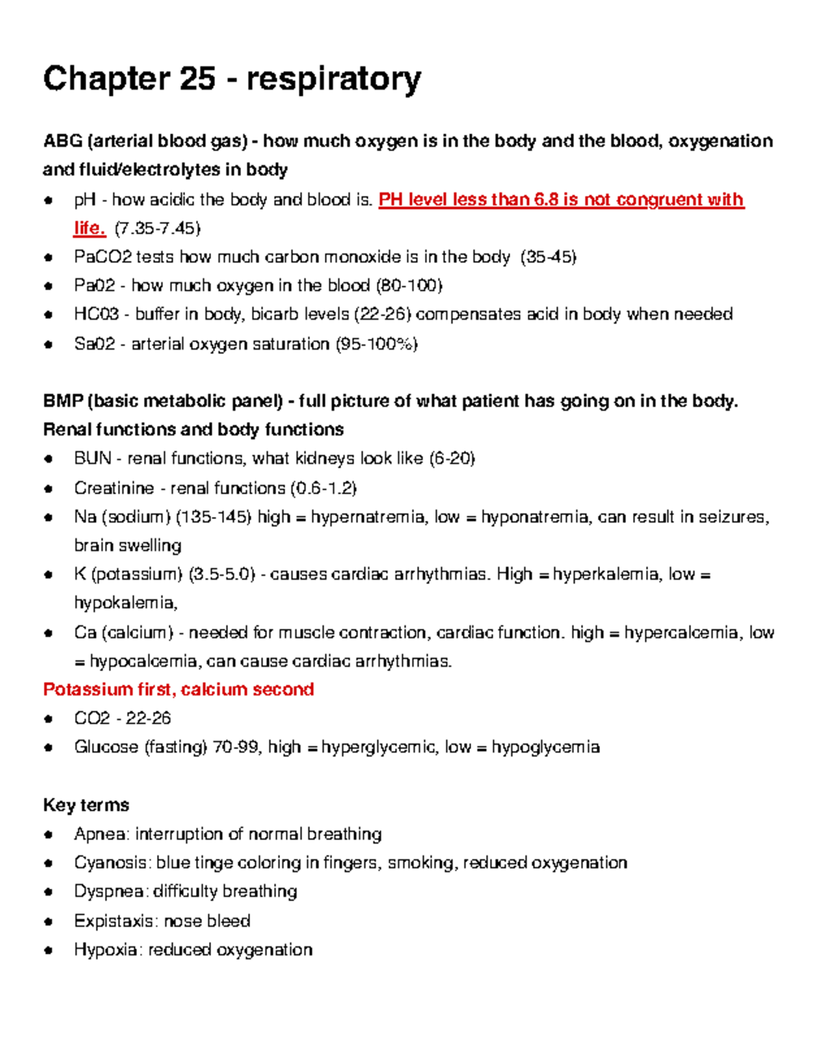 Respiratory Assessment & Drug Therapies - Chapter 25 Notes - Studocu