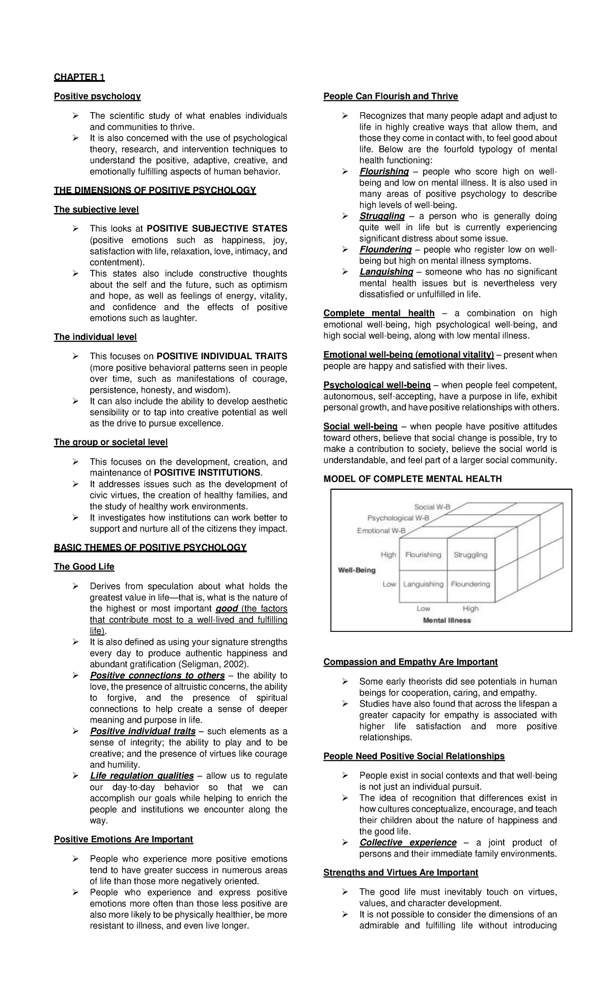 Midterm Study Guide: Positive Psychology PSYC H - Studocu