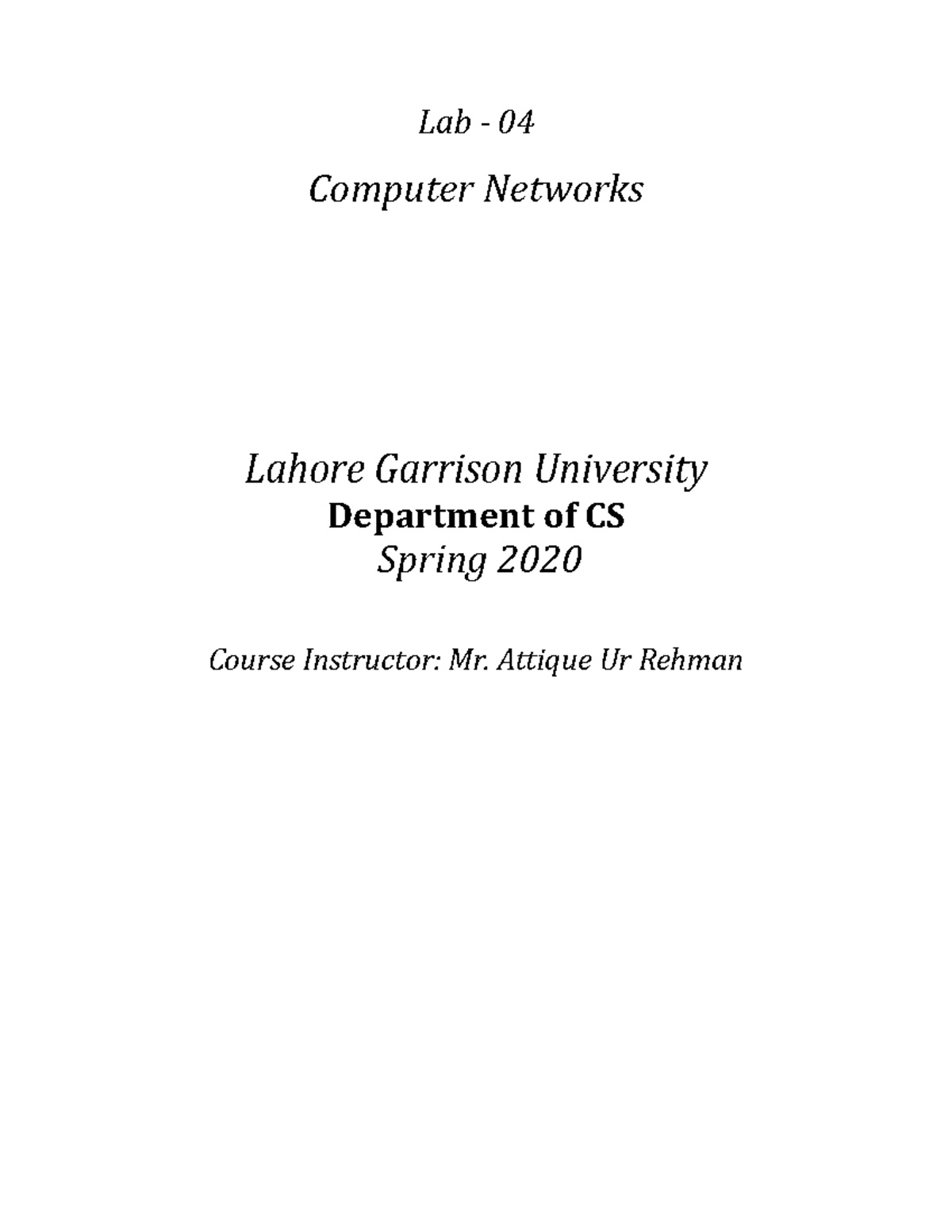 Lab-04: Basic Connectivity Implementation in Computer Networks - Studocu