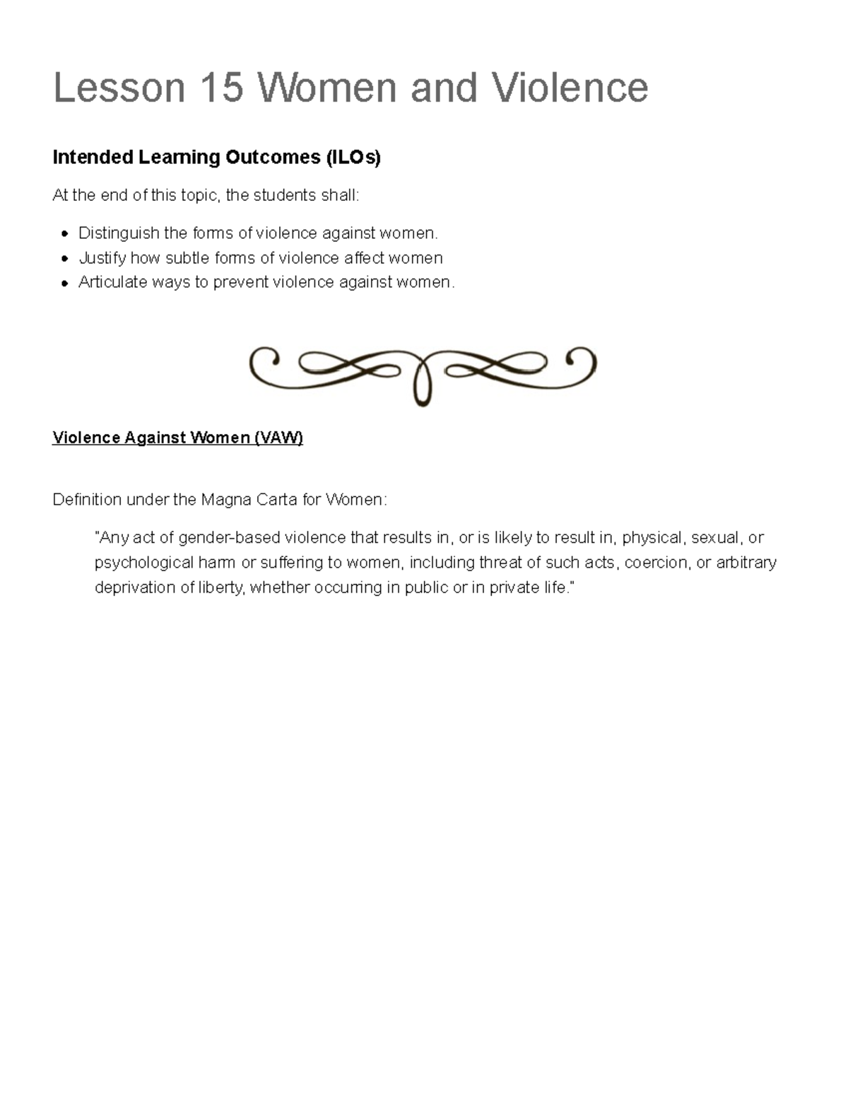 Lesson 15: Understanding Women and Violence - GEE 001B - Studocu