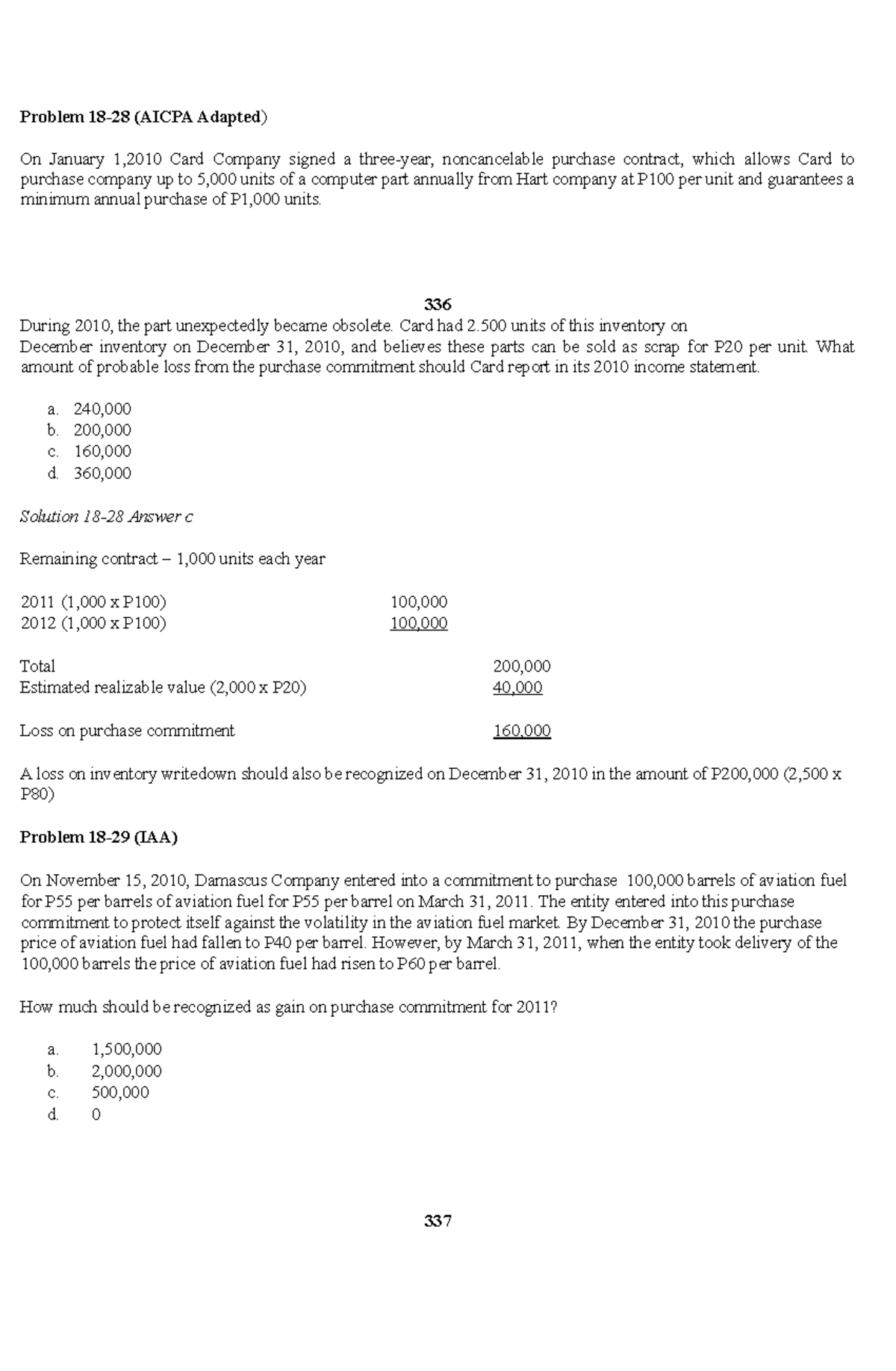 Inventory Valuation (AICPA Adapted) - Problem Analysis & Solutions ...