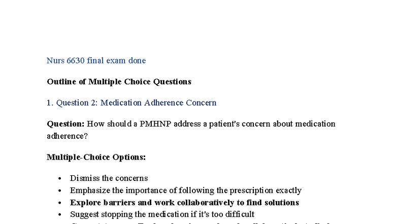 Nurs 6630 Final Exam Review: Multiple Choice Questions & Answers - Studocu