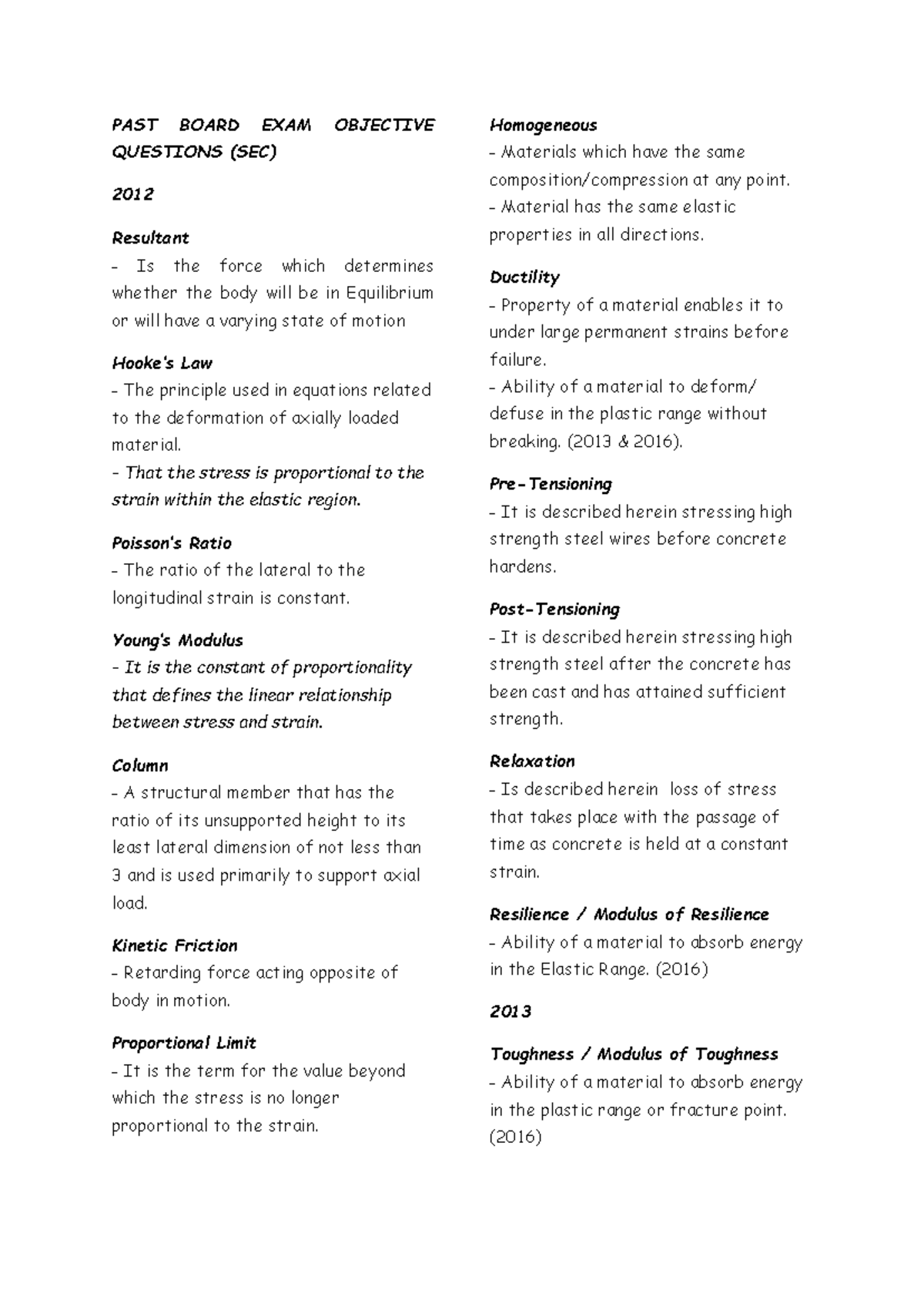 SEC Objective - PB - Important Notes on Past Board Exam Questions - Studocu