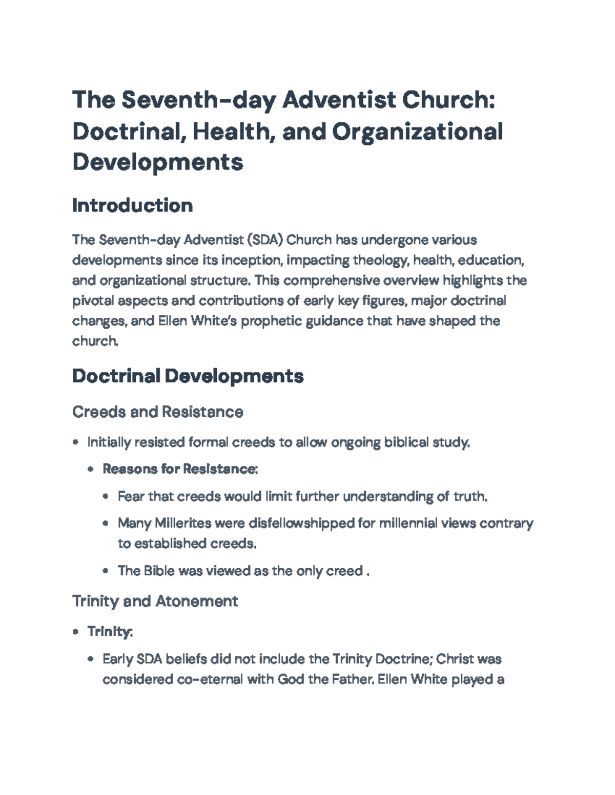 Seventh-day Adventist Church: Doctrinal, Health, and Organizational ...