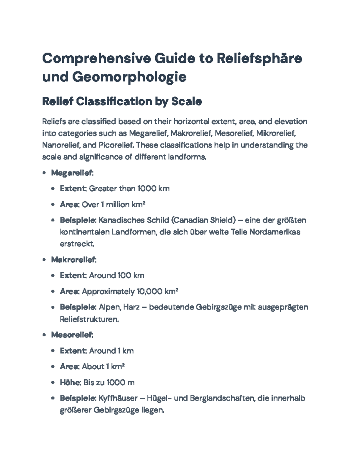 Comprehensive Guide to Reliefsphäre und Geomorphologie Prozesse - Studocu
