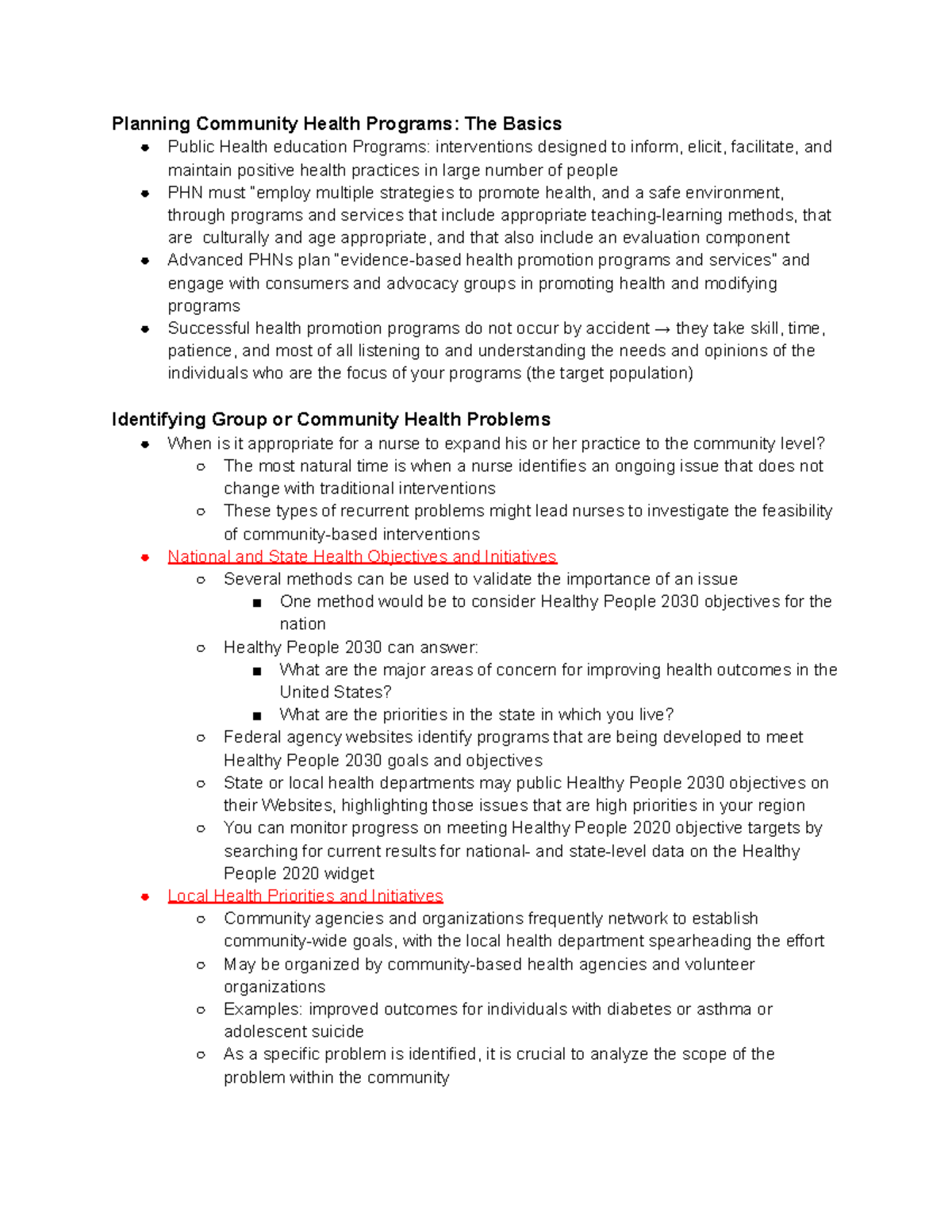 Planning, Implementing, and Evaluating Community Health Programs - Studocu