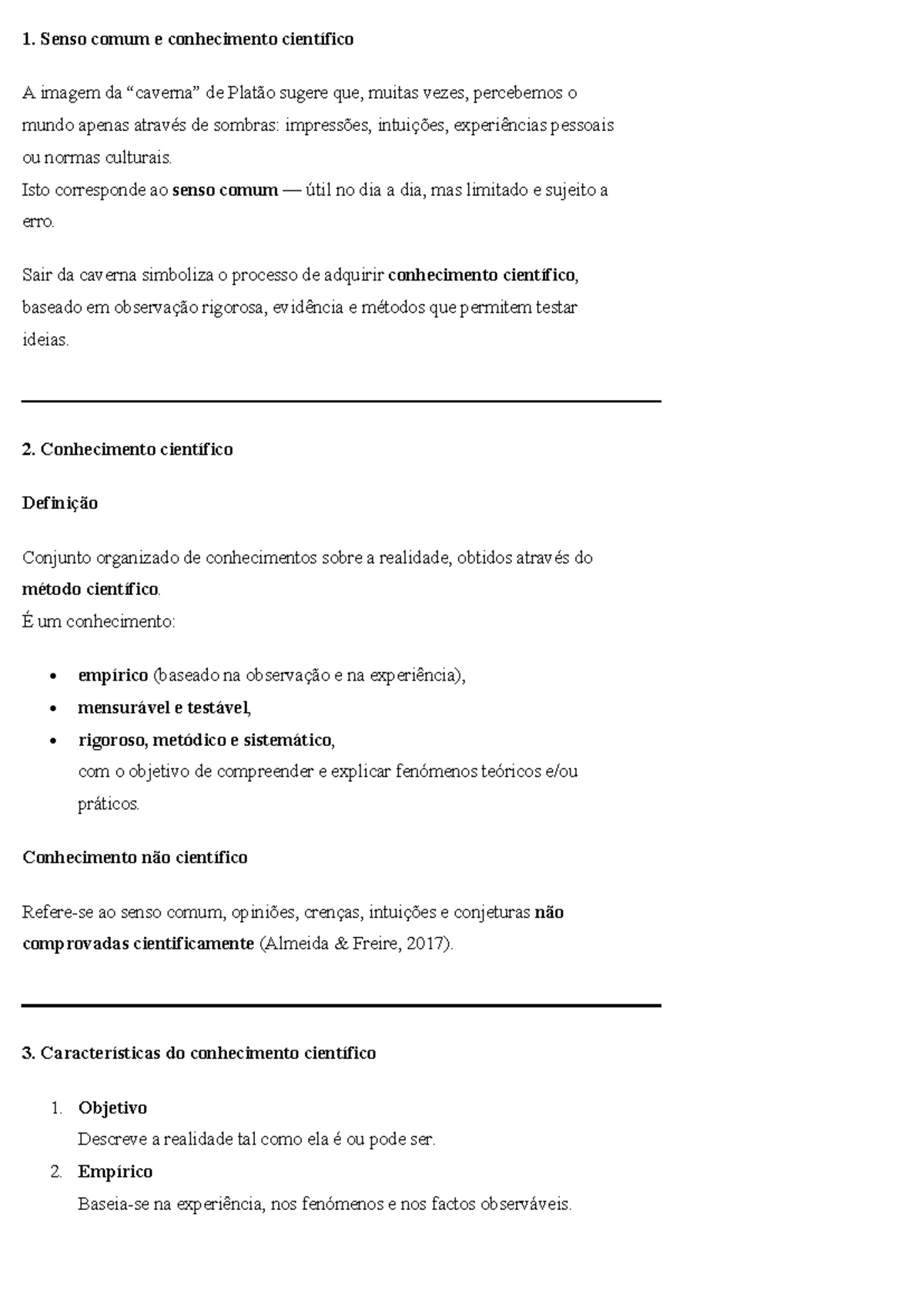 2. MIP - Apontamentos sobre Senso Comum e Conhecimento Científico - Studocu