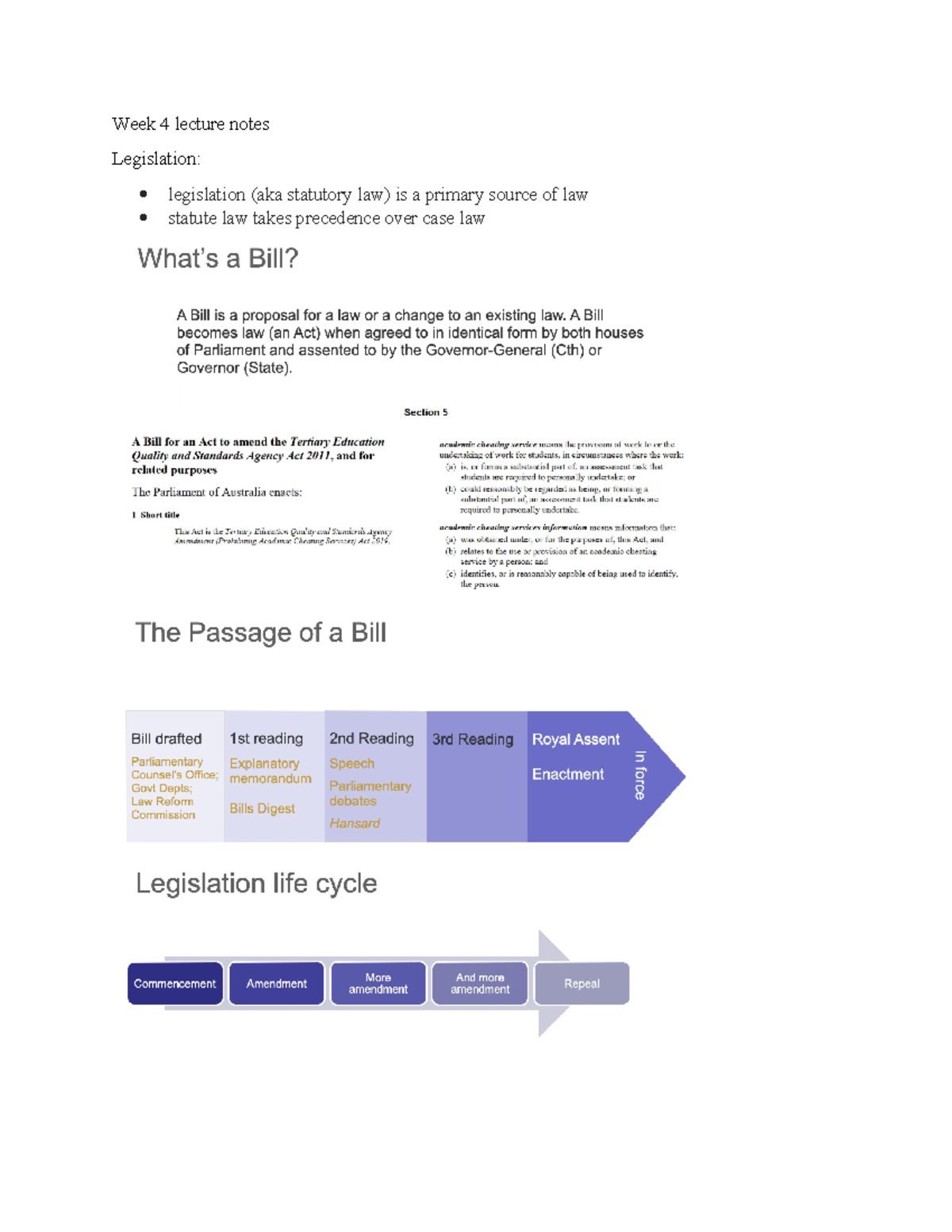 Week 4 lecture notes LRW - LAWS1006 - Week 4 lecture notes Legislation ...