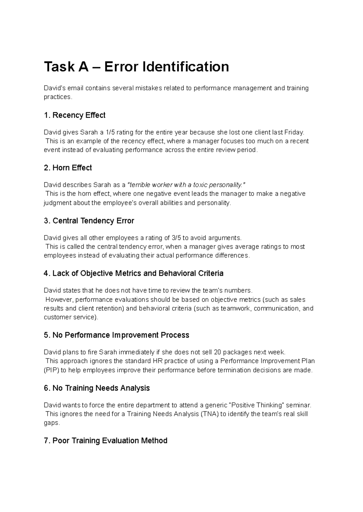 HR Rewrite Challenge: Performance Management & Training Errors - Studocu