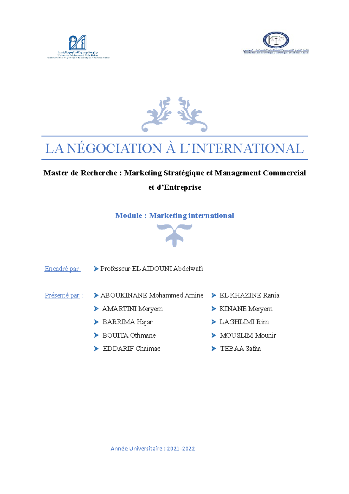 Négociation Internationale : Module VF - Master Marketing Stratégique - Document Preview
