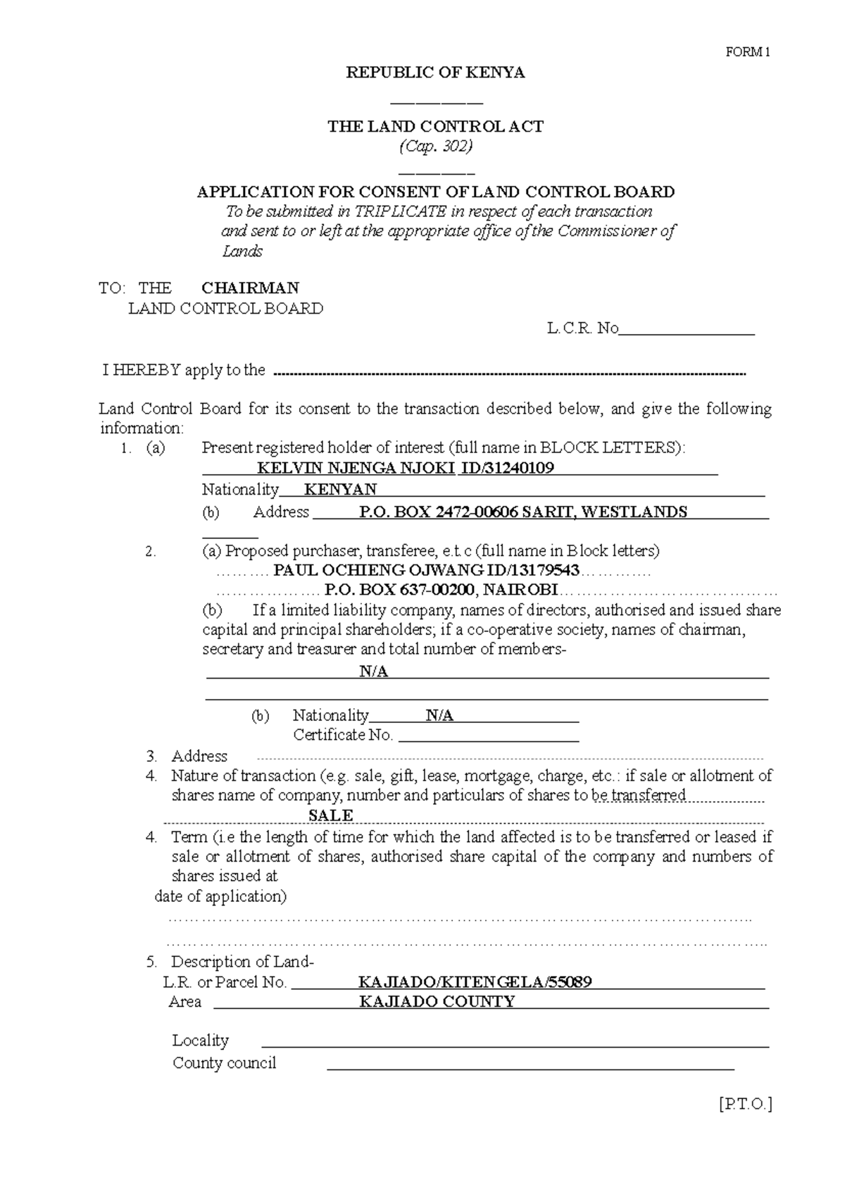 LCB Consent Form - Conveyancing Application (Kenya) - Studocu