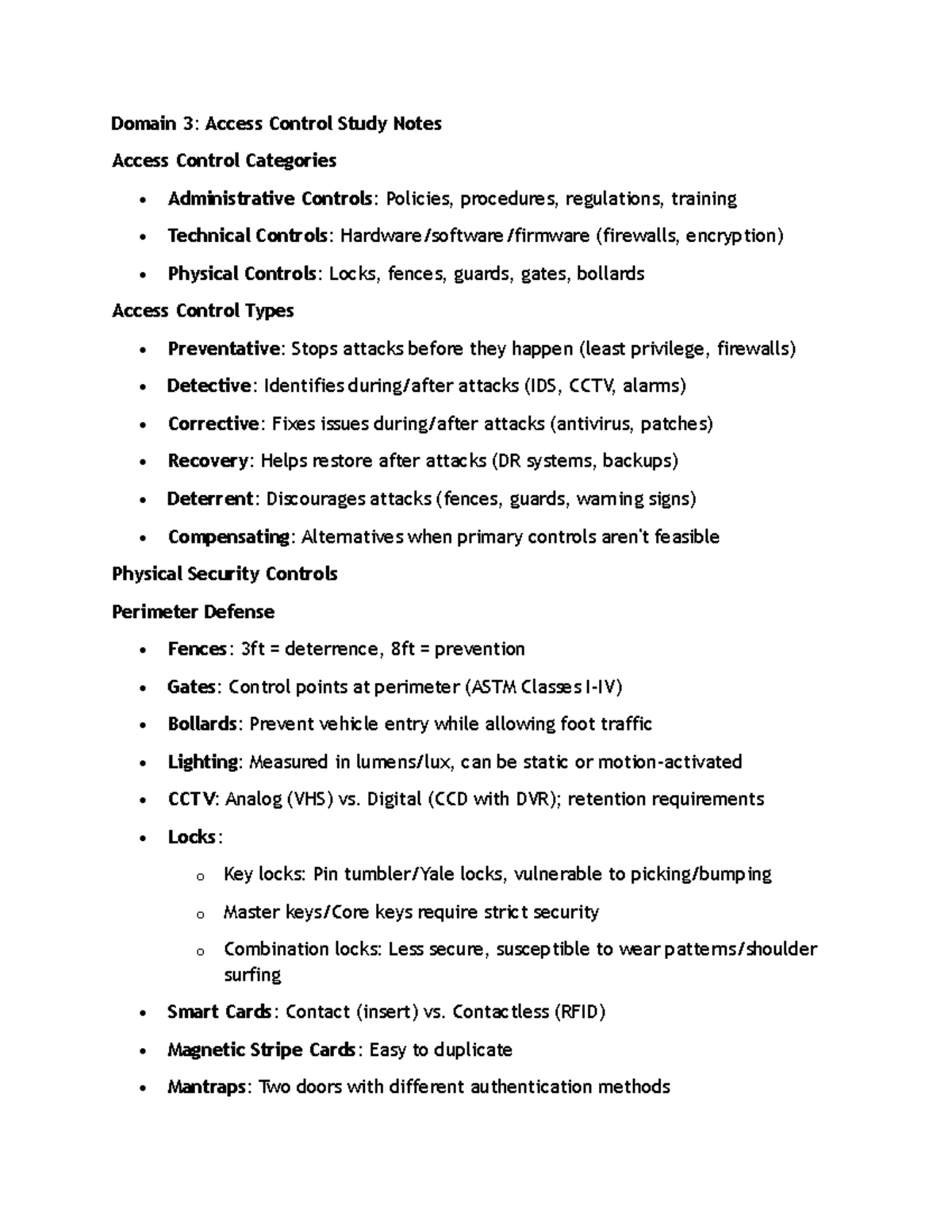 ISC2 Domain 3 Access Control: Detailed Study Notes and Summary - Studocu
