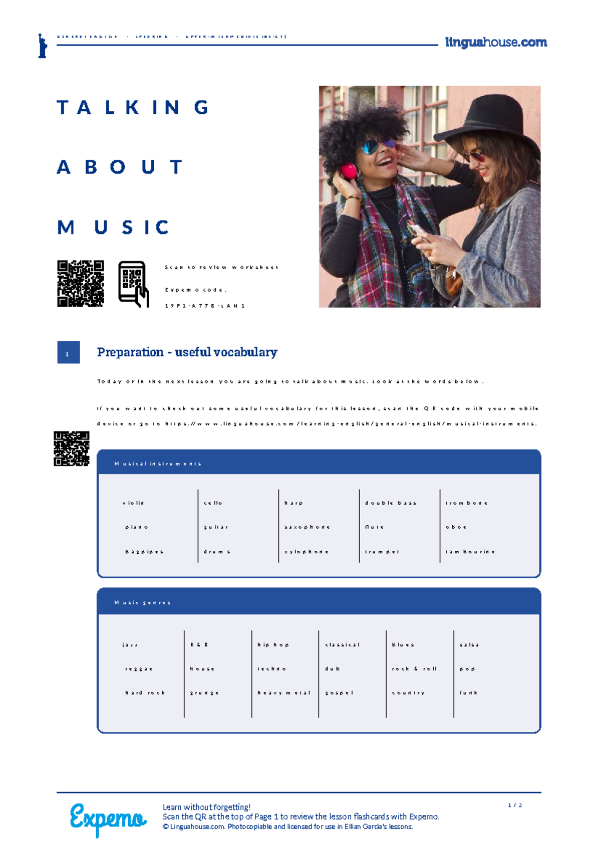 Talking About Music - Vocabulary & Discussion Guide (GE B2-C1) - Studocu