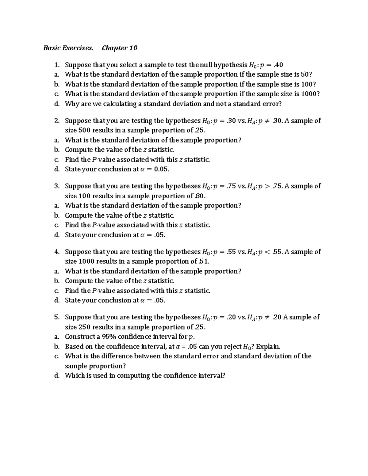 Exercises chapter 10 - Lecture notes chqp 10 - Basic Exercises. Chapter ...