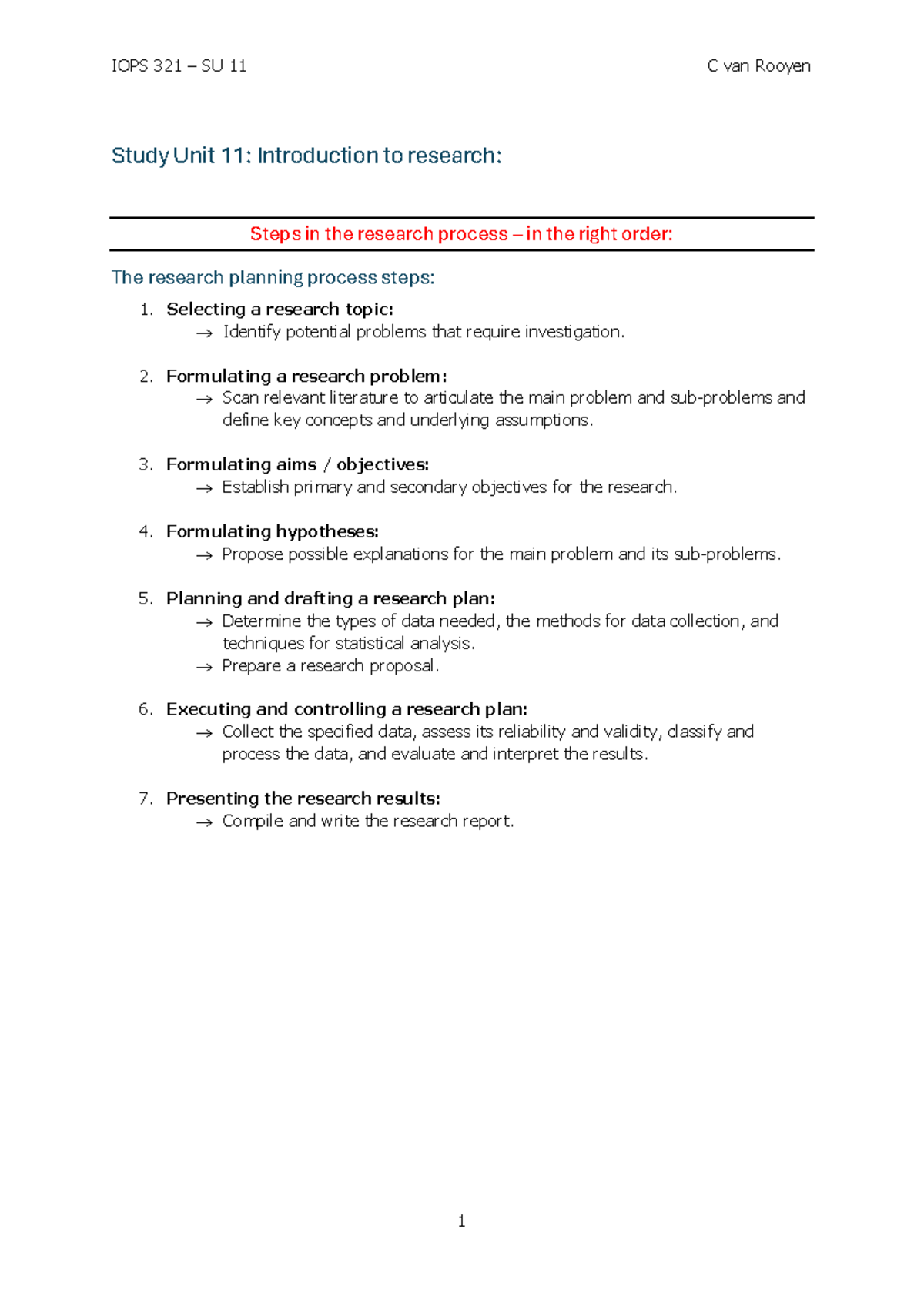 IOPS 321 SU 11-18 Exam Notes: Research Process & Methods Overview - Studocu