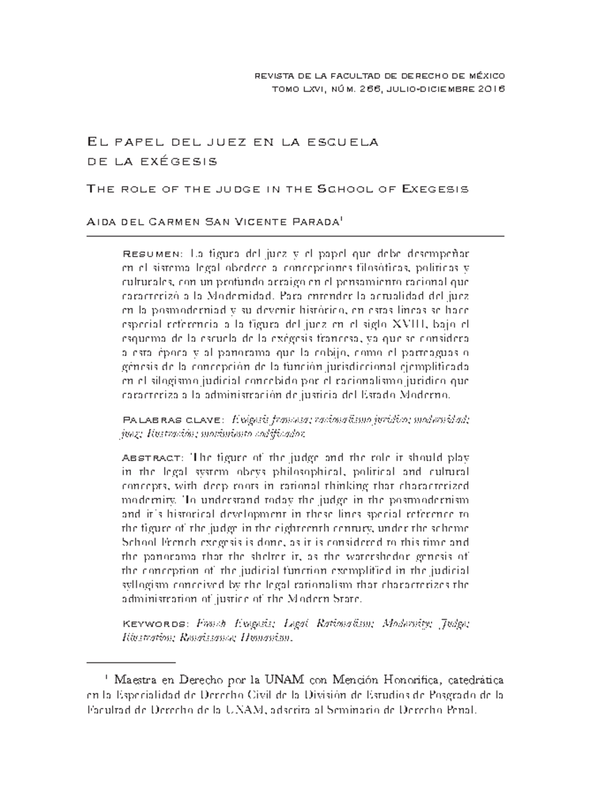 El papel del juez en la exegesis - revista de la facultad de derecho de ...
