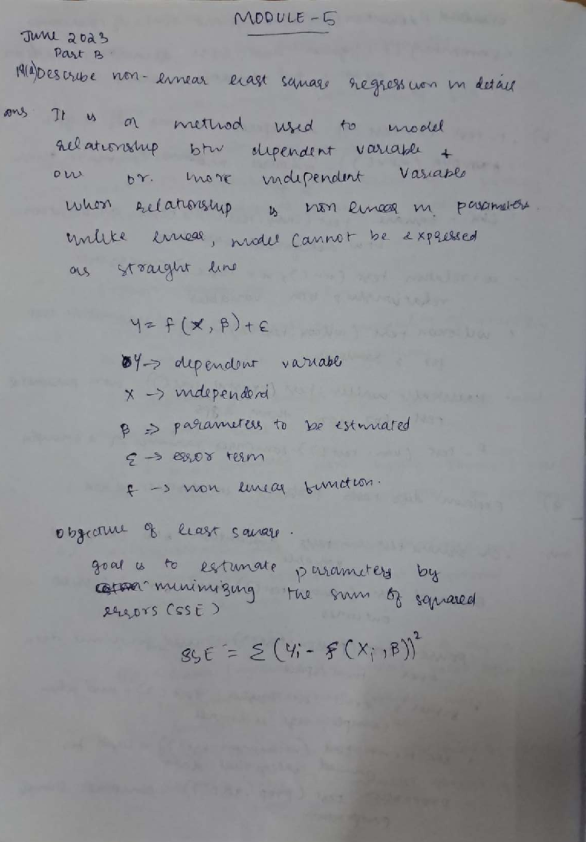 MODULE 5: Non-Linear Regression Analysis and Model Comparison - Studocu
