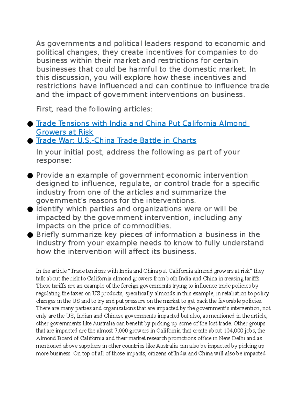 Discussion 3 for class - As governments and political leaders respond ...