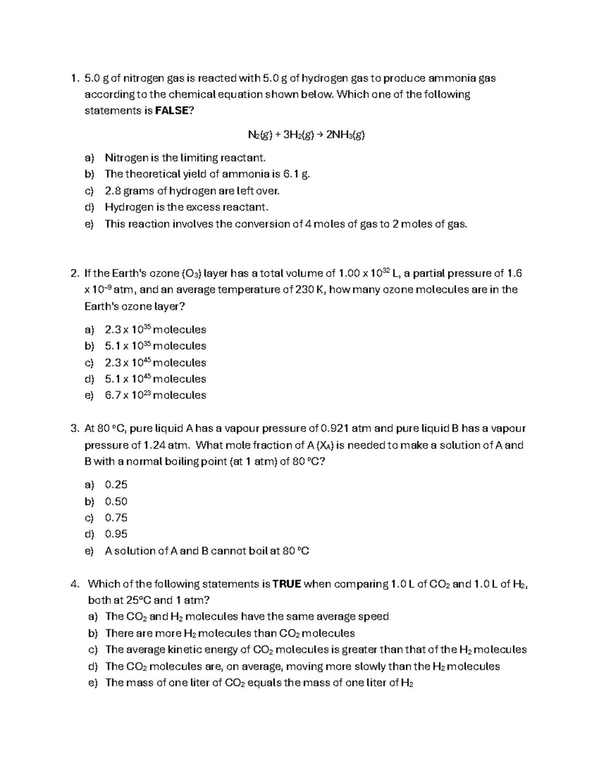 Practice Exam Questions for Chemistry 101: Concepts & Reactions - Studocu