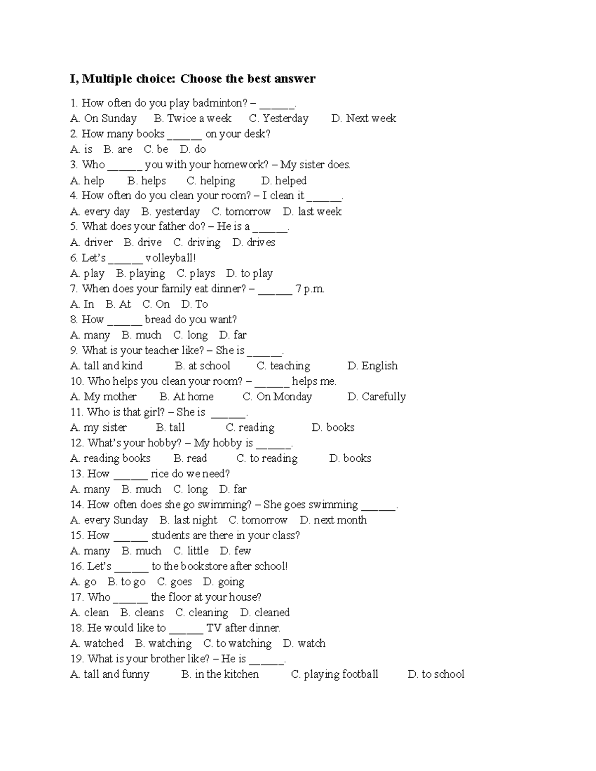 Common Structure P2: Multiple Choice & Sentence Completion - Studocu