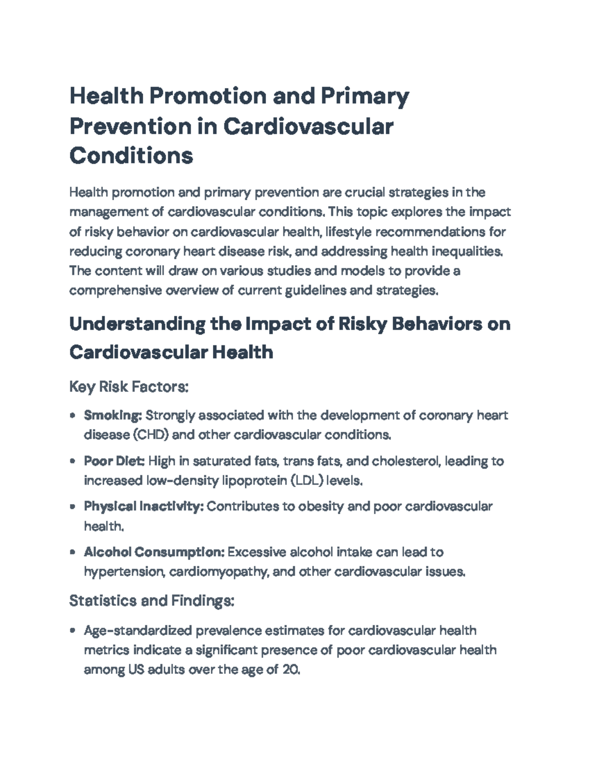 Health Promotion & Primary Prevention in Cardiovascular Health Issues ...