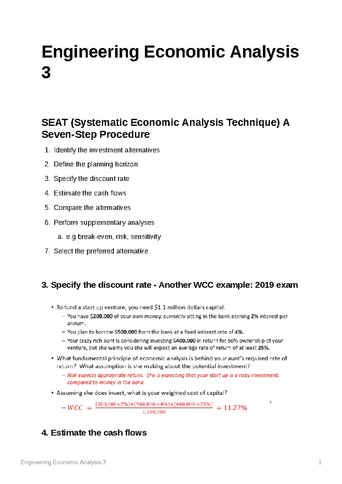 Engineering Economic Analysis 3: Cash Flow Methods & Techniques - Studocu