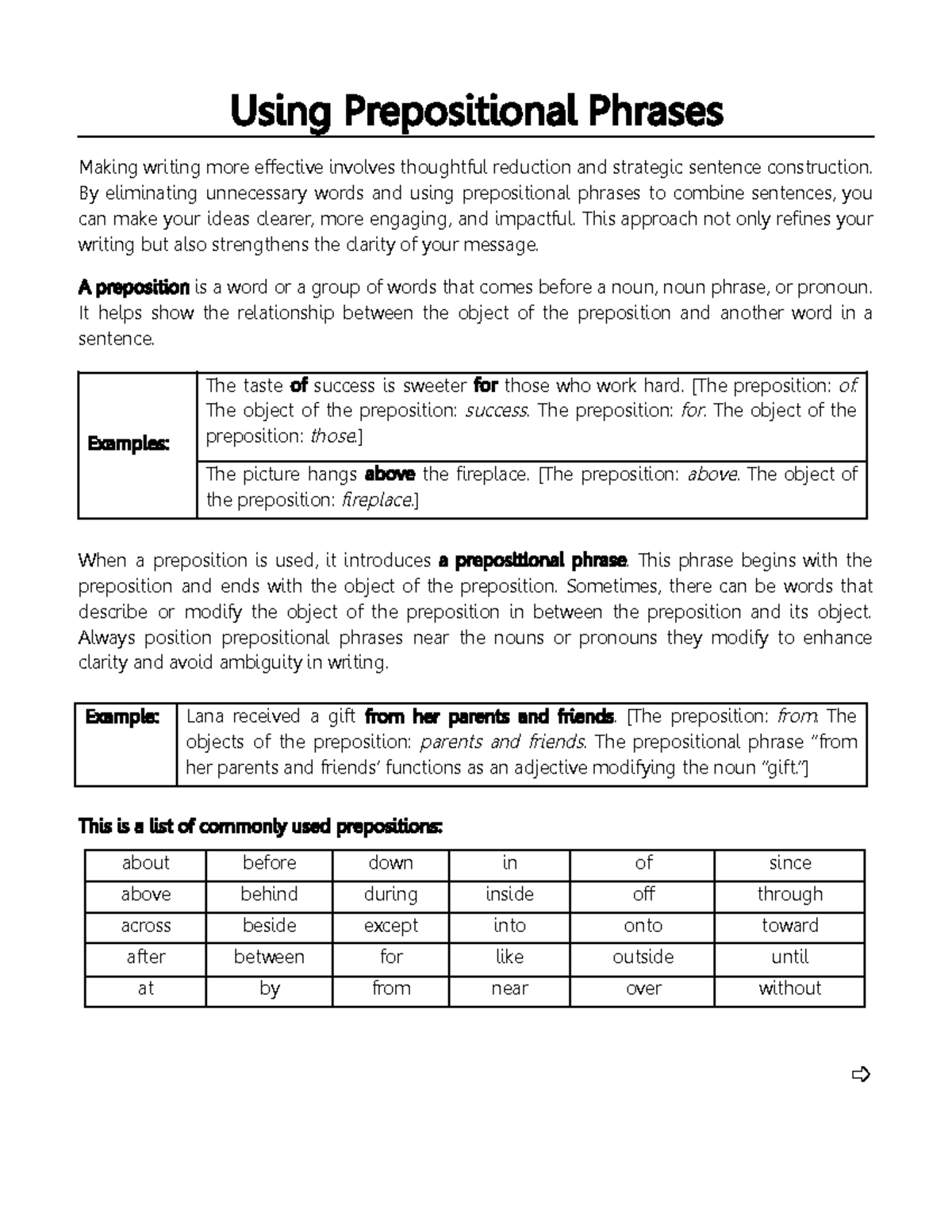 Using Prepositional Phrases: Enhancing Clarity in Writing - Studocu