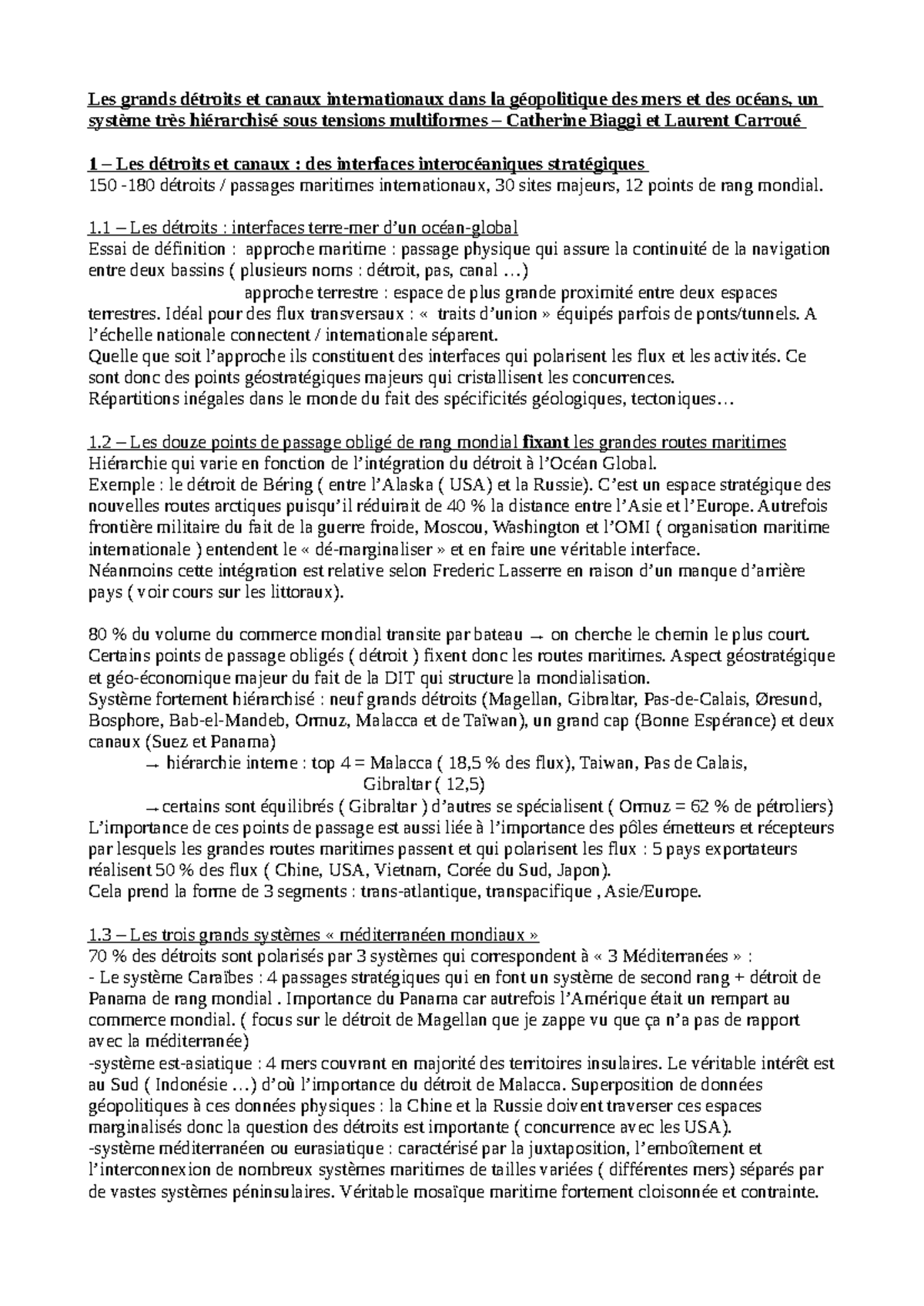 Les détroits et canaux internationaux : enjeux géopolitiques en mer ...