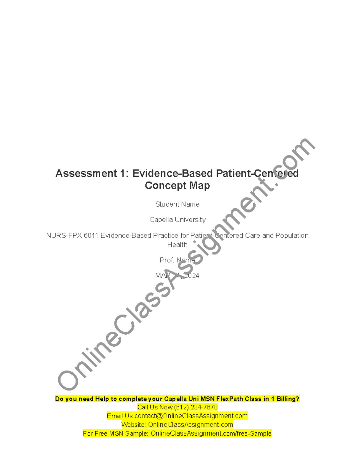 NURS-FPX 6011 Final Exam Evidence-Based Patient-Centered Concept Map ...