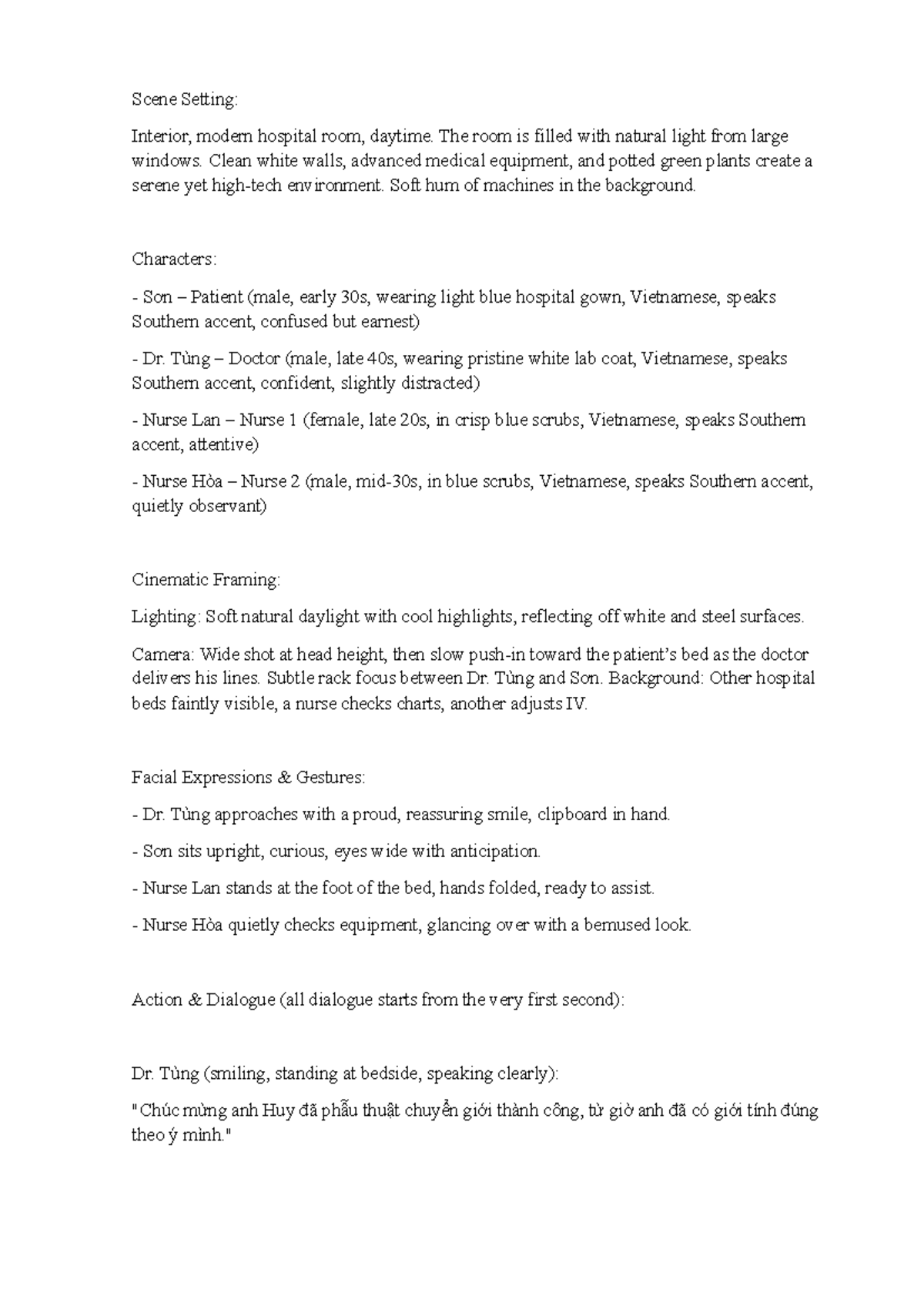 Scene Setting: Modern Hospital Room Dialogue - Patient & Doctor ...